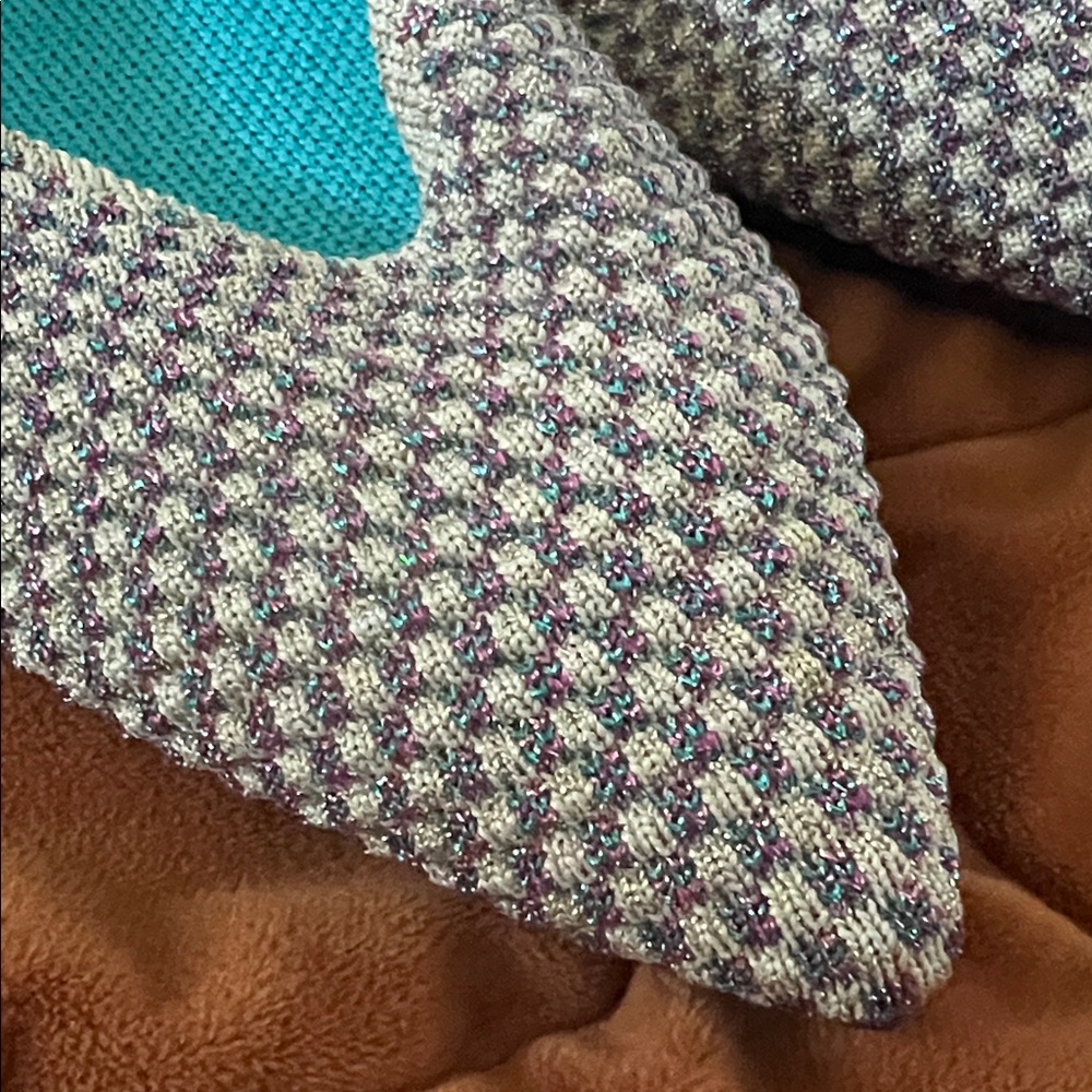 Rothys retired rare Turquoise Pink Gold Metallic Pointed Flats size 11.5 - NWT